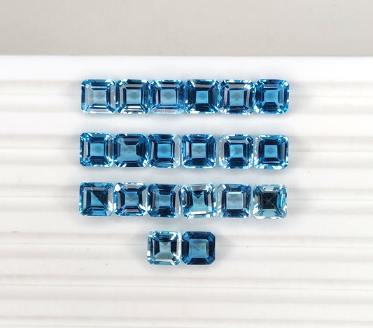 Natural Sky Blue Topaz Gemstone Brilliant Cut Square Cushion Shape Faceted Loose Stones for Jewelry Making