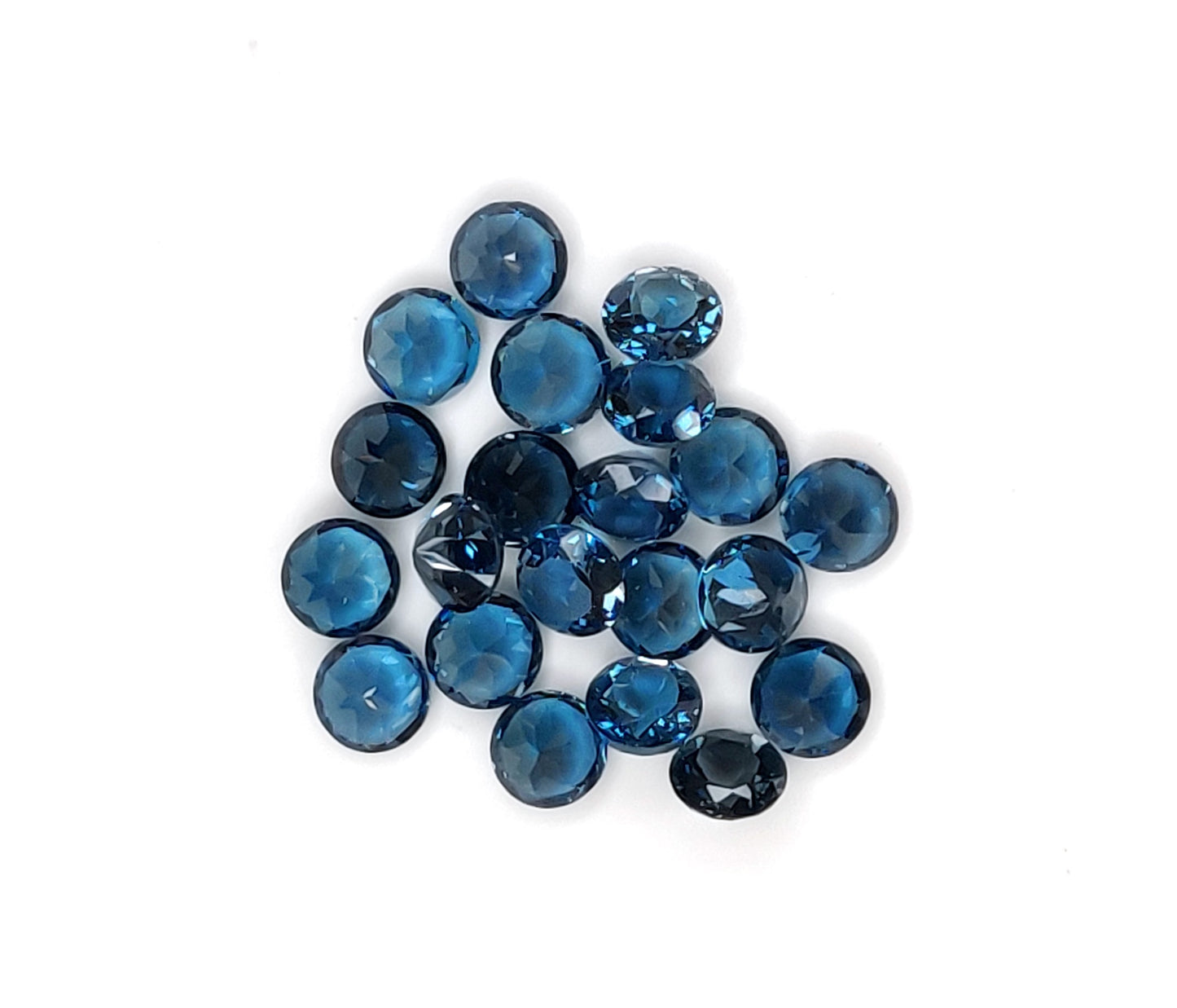 100% Natural London Blue Topaz 5mm Size Diamond Cut Round Shape Loose Gemstone