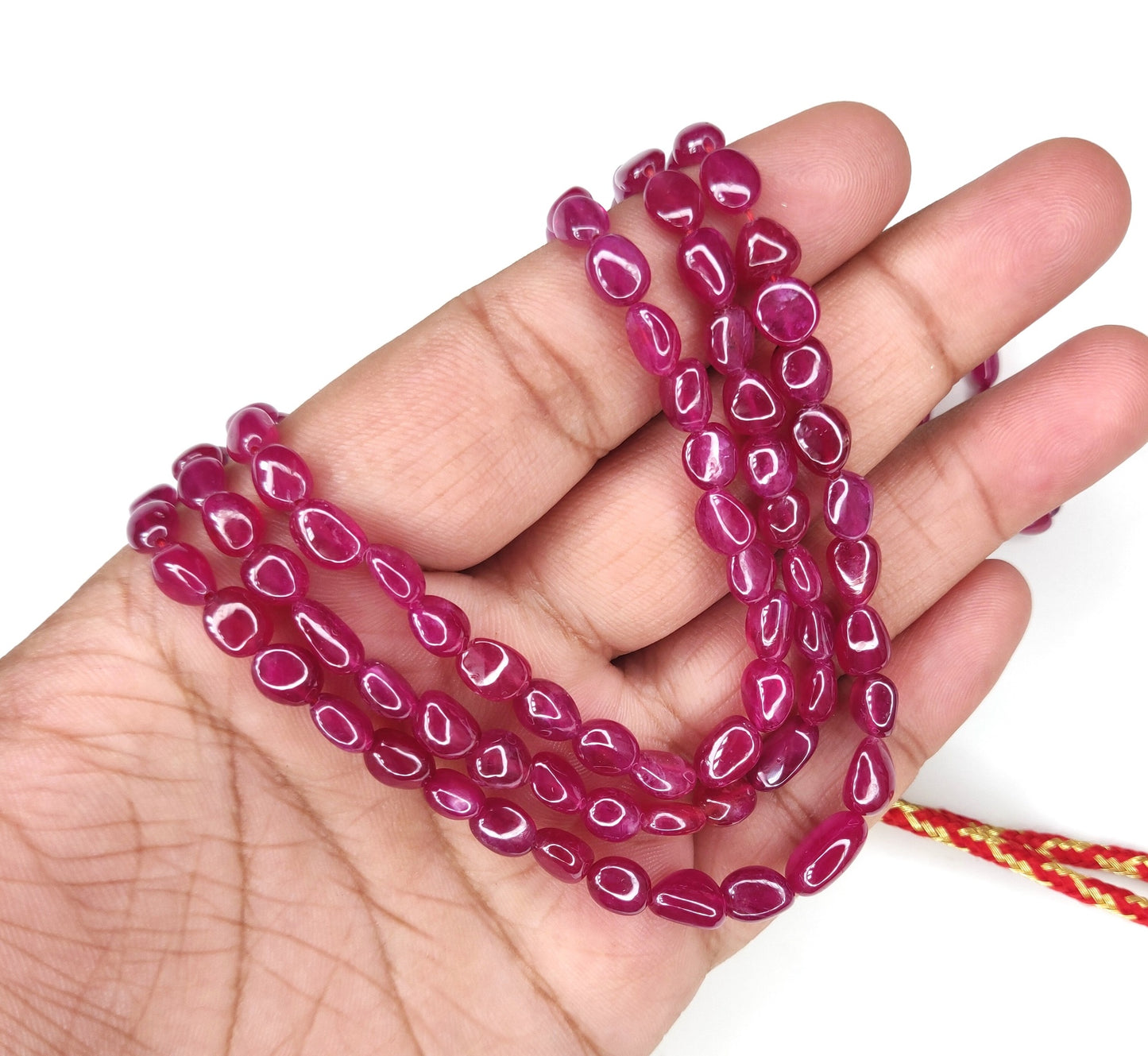 100% Natural Manak Mala Ruby Necklace 322.65 CT Heat-Treated Ruby Oval Beads Trendy Style for Anniversary