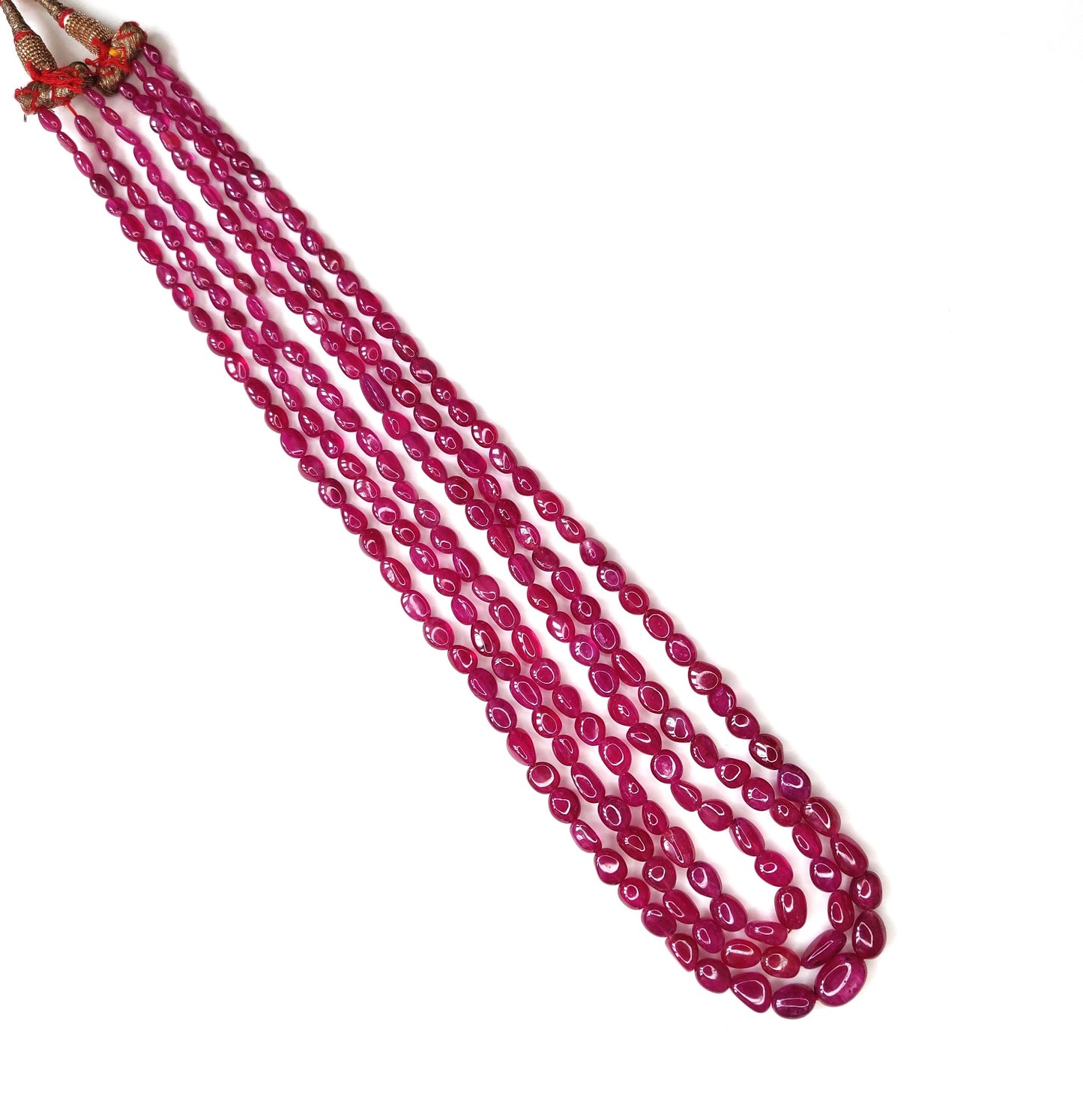 100% Natural Manak Mala Ruby Necklace 322.65 CT Heat-Treated Ruby Oval Beads Trendy Style for Anniversary