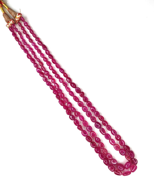 Heat-Treated Best Quality Natural Ruby Stone Oval Beads 205 Cts. Trendy Style Manak Mala Necklace for Parties