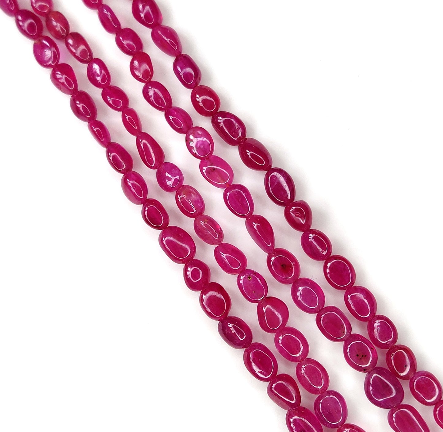 Heat-Treated Best Quality Natural Ruby Stone Oval Beads 205 Cts. Trendy Style Manak Mala Necklace for Parties