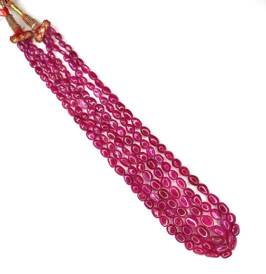 Best Price for Trendy Style Natural Ruby Stone Beads 313.15 Carat Heat-Treated Reddish Pink Oval Beads Necklace for Weddings