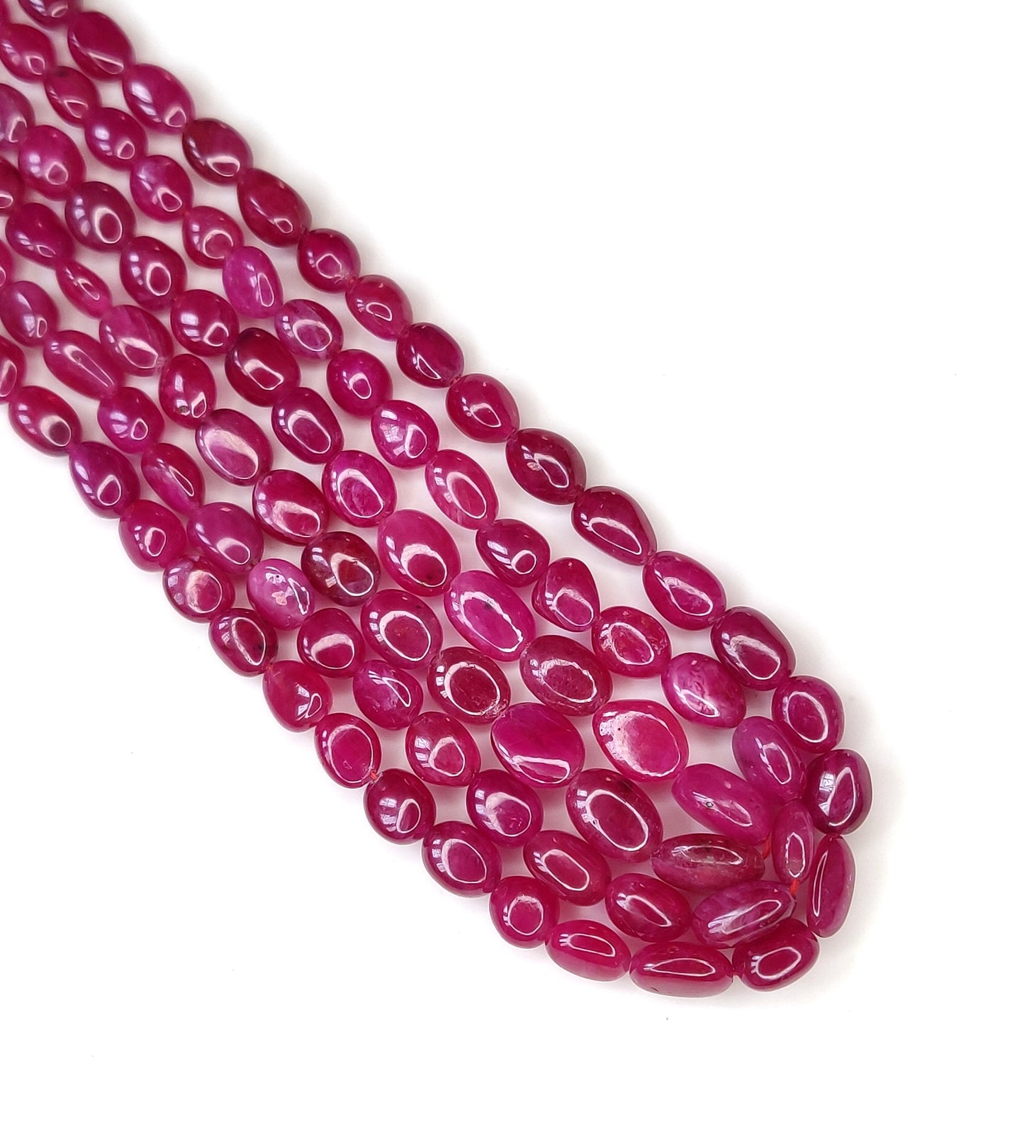 Best Price for Trendy Style Natural Ruby Stone Beads 313.15 Carat Heat-Treated Reddish Pink Oval Beads Necklace for Weddings