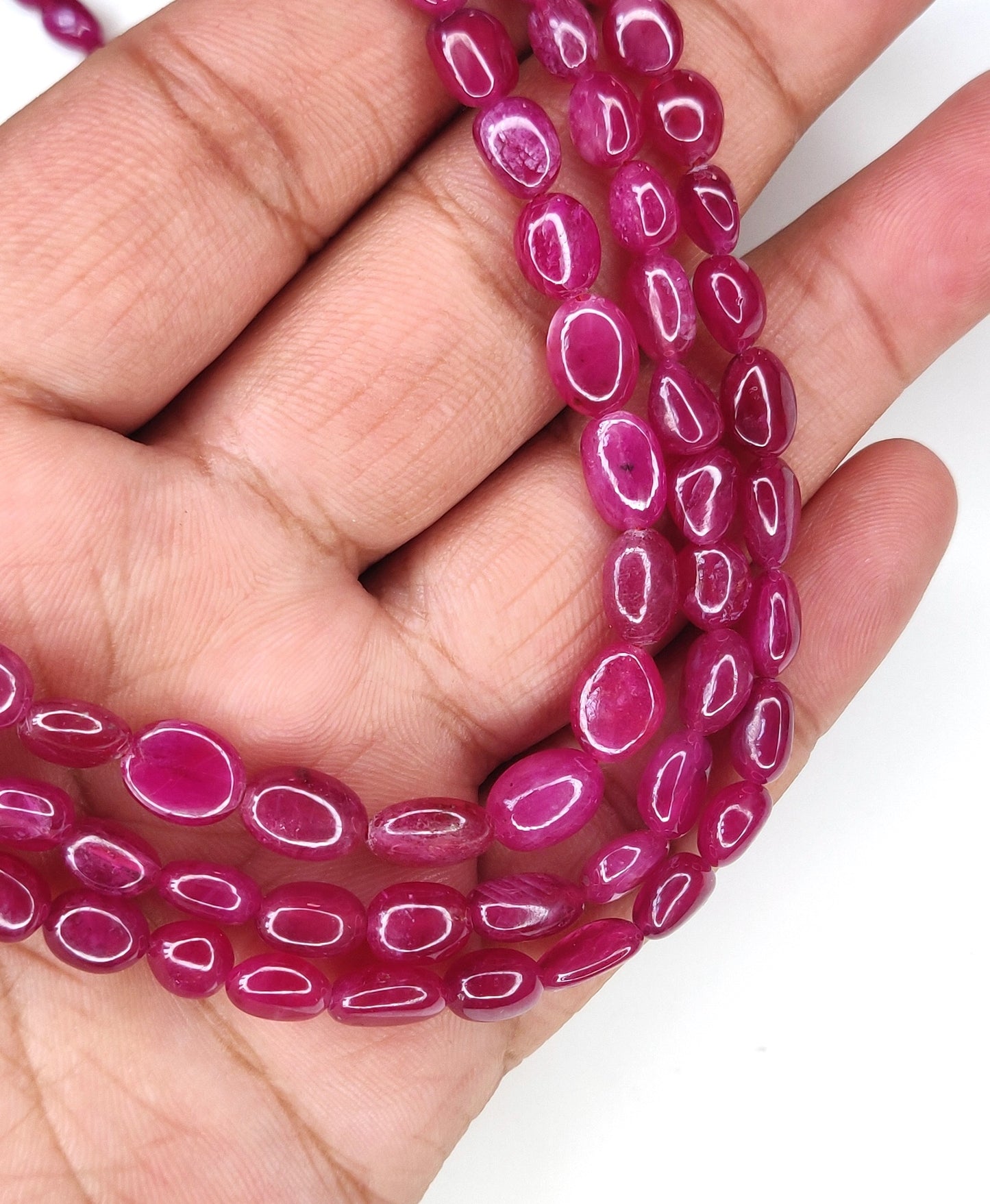 Best Price for Trendy Style Natural Ruby Stone Beads 313.15 Carat Heat-Treated Reddish Pink Oval Beads Necklace for Weddings