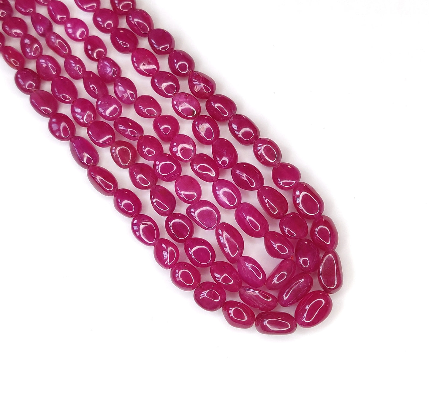 Fine Quality Heat-Treated Natural Ruby Stone Oval Beads 304.50 Cts Trendy Style Manak Mala Necklace for Weddings