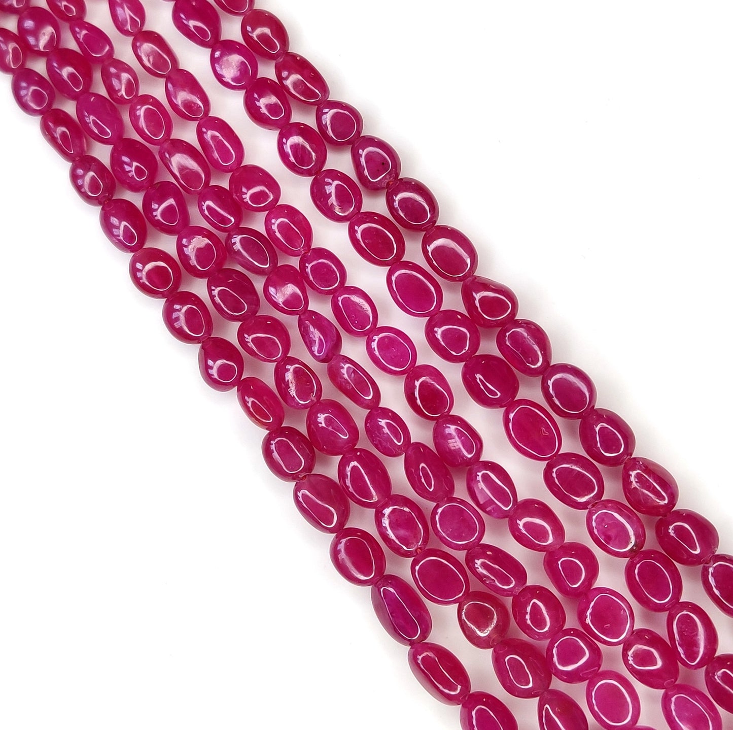 Fine Quality Heat-Treated Natural Ruby Stone Oval Beads 304.50 Cts Trendy Style Manak Mala Necklace for Weddings