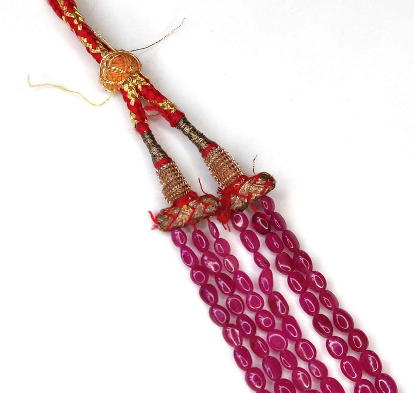 Fine Quality Heat-Treated Natural Ruby Stone Oval Beads 304.50 Cts Trendy Style Manak Mala Necklace for Weddings