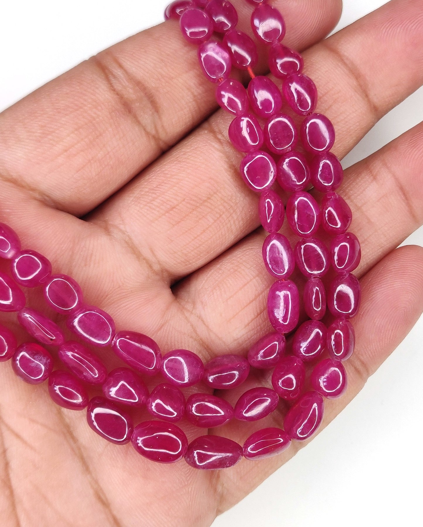 Fine Quality Heat-Treated Natural Ruby Stone Oval Beads 304.50 Cts Trendy Style Manak Mala Necklace for Weddings