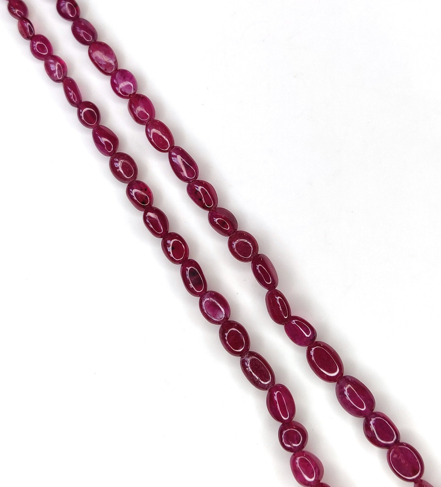 Fine Quality 81.45 Carat Manak Mala Ruby Necklace Heat-Treated Natural Ruby Oval Beads Trendy Style for Weddings