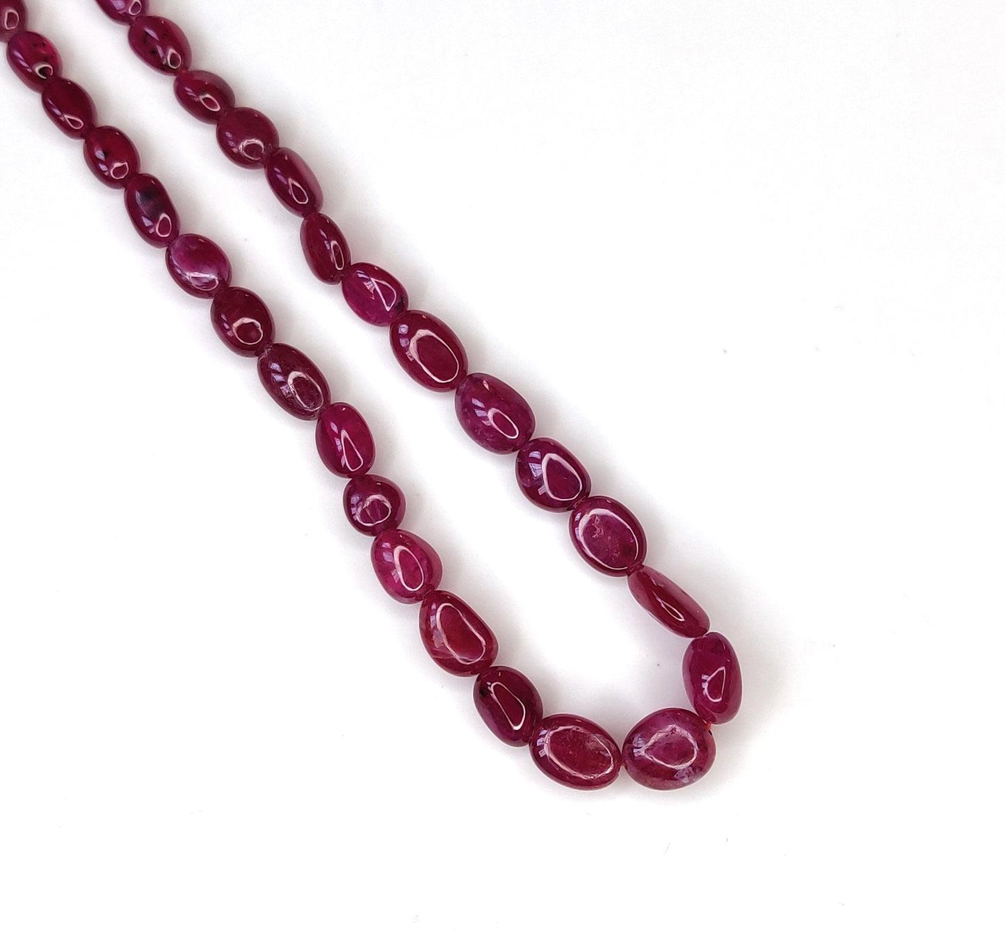 Fine Quality 81.45 Carat Manak Mala Ruby Necklace Heat-Treated Natural Ruby Oval Beads Trendy Style for Weddings