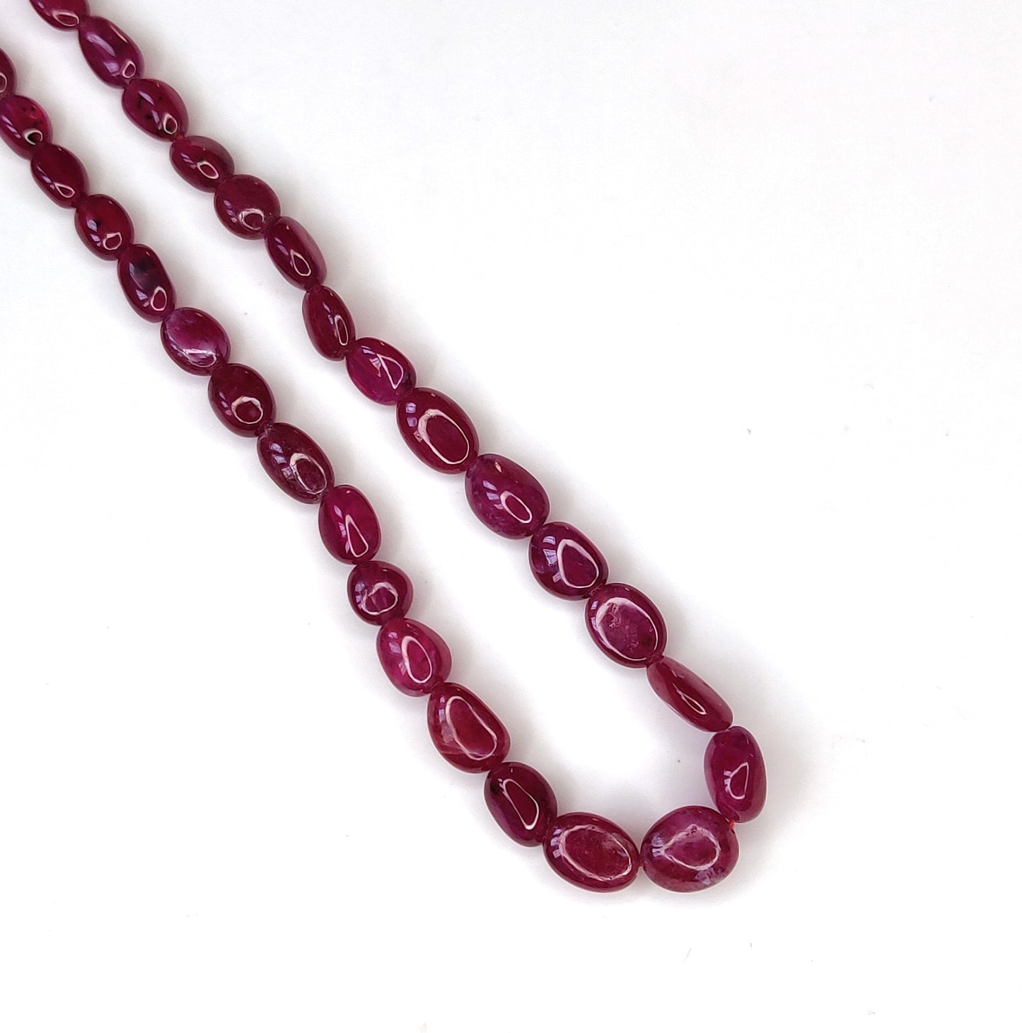 Fine Quality 81.45 Carat Manak Mala Ruby Necklace Heat-Treated Natural Ruby Oval Beads Trendy Style for Weddings