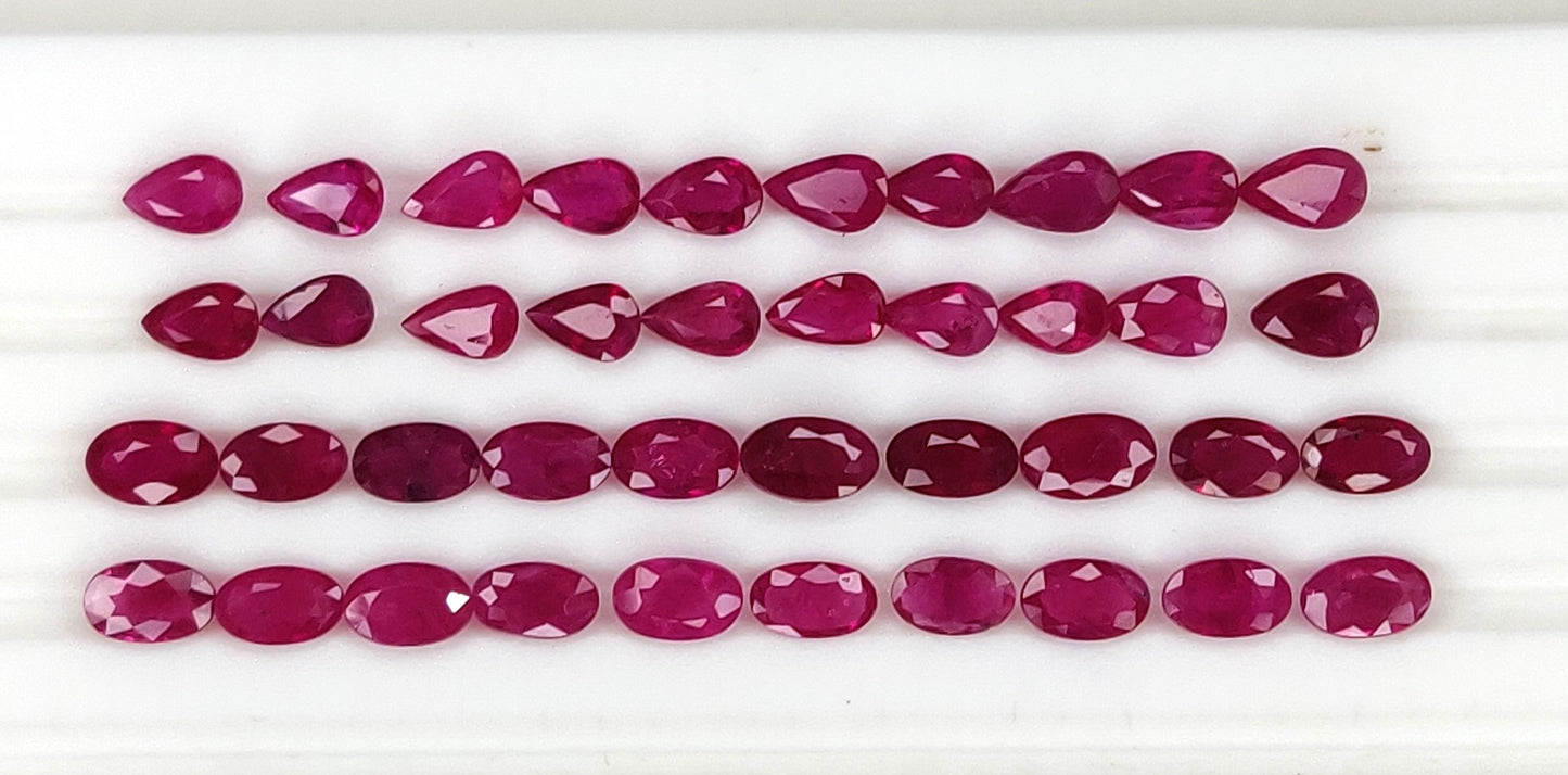 Fine Quality Natural Burma Ruby Heat Oval/Pear Cut 3x5 mm Loose Gemstones Pinkish Red July Birthstone for Jewellery Making