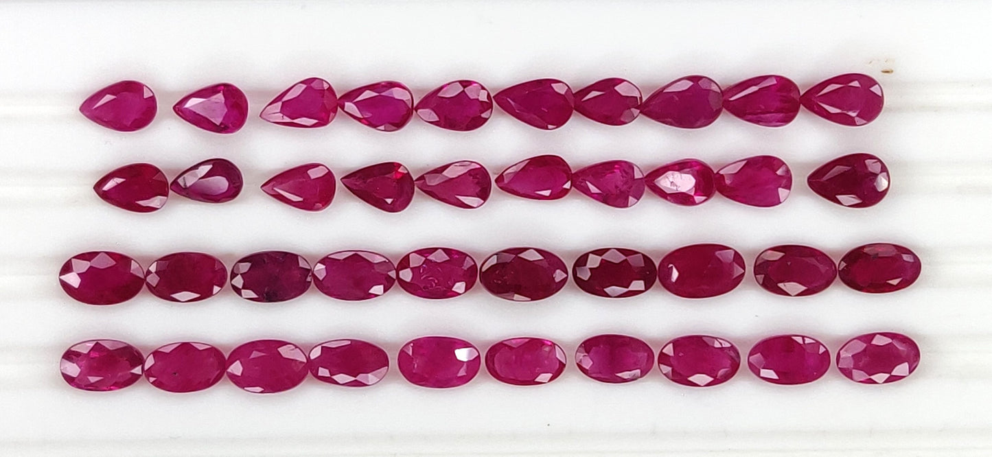 Fine Quality Natural Burma Ruby Heat Oval/Pear Cut 3x5 mm Loose Gemstones Pinkish Red July Birthstone for Jewellery Making