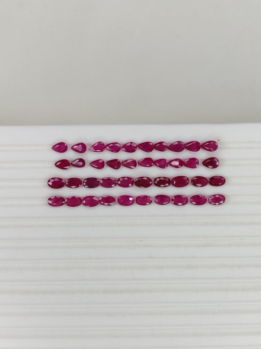 High Quality Natural Burma Ruby 3x5 mm Oval Pear Shape Heated Loose Gemstone for July Birthstone Bracelet and Necklace Making