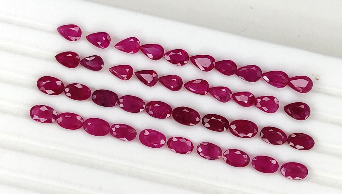 Fine Quality Natural Burma Ruby Heat Oval/Pear Cut 3x5 mm Loose Gemstones Pinkish Red July Birthstone for Jewellery Making