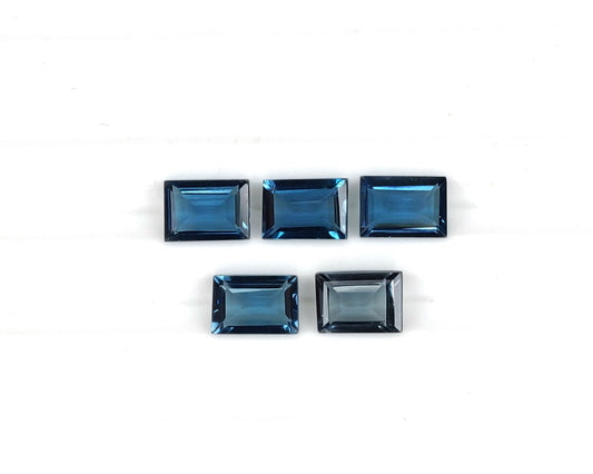 5x7 mm Natural Blue Topaz Rectangle Shape Baguette Cut Loose Gemstone for Jewelry Making, December Birthstone