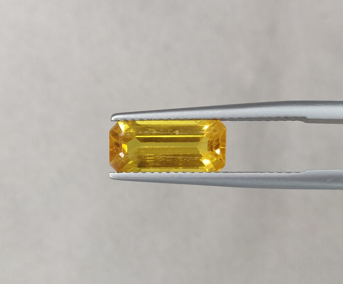 3.15 CT 100% Natural Yellow Sapphire (Pukhraj) 12.40x5.50x4.00 mm Octagon Cut Gemstone Fine Quality Ring Size Yellow Stone for Astrology
