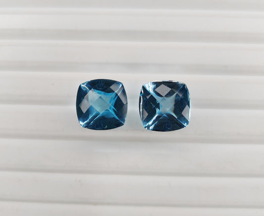 Finest Quality Natural Swiss Blue Topaz Cushion Cut Loose Gemstone for Making Jewellery