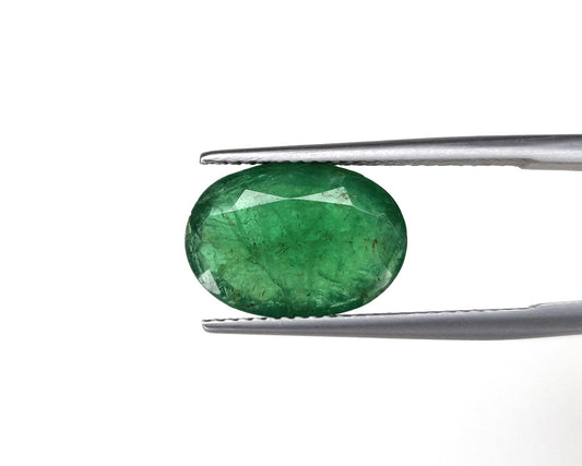 100% Natural Emerald 9.60x13.65x5.30 mm Oval Cut 4.85 Carat Faceted May Birthstone Fine Quality Vivid Green Ring Size Gemstone for Astrology