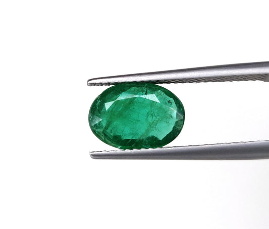 2.10 CT 100% Natural Zambian Emerald Oval Cut 8.60x11.90x3.20 mm Gemstone Fine Quality 1 Pcs May Birthstone for Ring & Pendant Making