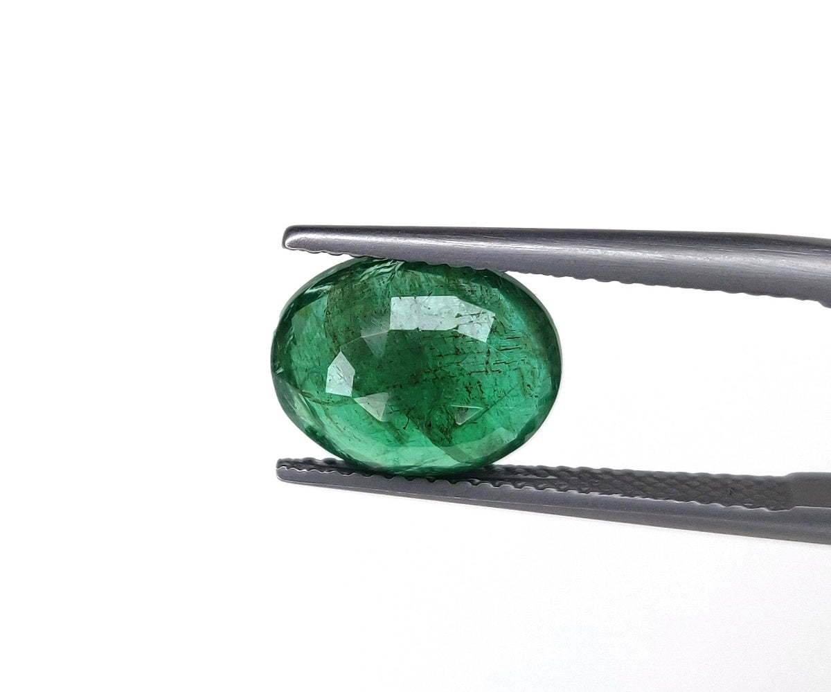 1 Pcs Natural Zambian Emerald 9.15x11.45x5.10 mm Oval Cut 3.60 Carat Vivid Green Ring Size Faceted Gemstone, May Birthstone for Astrology