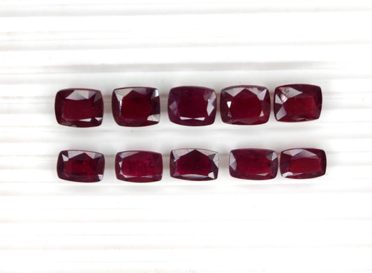 7x10mm Natural Best Quality Cushion Cut Ruby Loose Gemstone Blood Red Color G-A2 Heat-Treated July Birthstone for Necklace