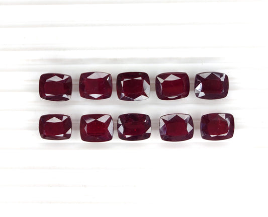 Fine Quality Natural Ruby 7x10mm Cushion Cut Loose Gemstone Blood Red G-A2 Heat-Treated July Birthstone for Making Jewelry
