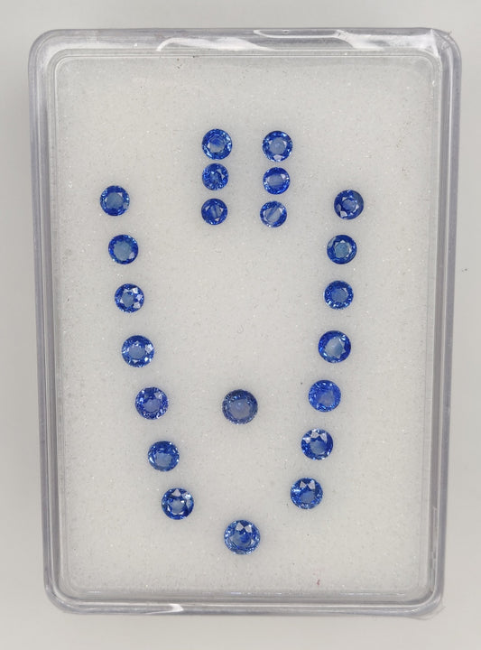 Top Quality Natural Blue Sapphire Round Shape 22-Pcs Lot Faceted Cut 16.95cts. Loose Gemstone for Jewelry Setting, September Birthstone