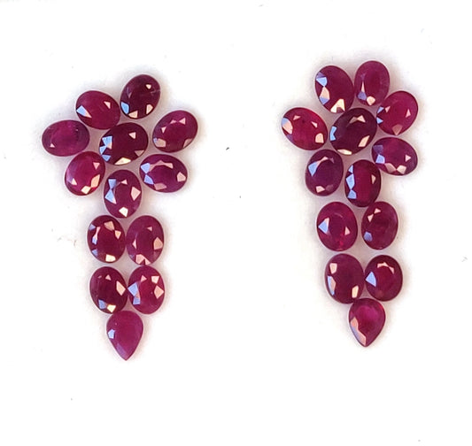 Burma Ruby Heated 3x4 mm Oval & Pear Cut July Birthstone Calibrated Loose Gemstones for Jewellery Making