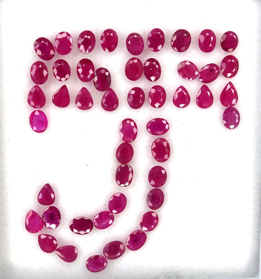 100% Natural Burma Ruby Heated 3.5x4.5 mm Oval & Pear Cut Calibrated Loose Gemstones for Jewellery Making at Best Price