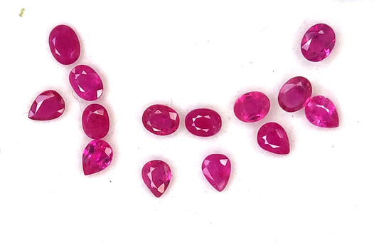 Natural Fine Quality Heat-Treated Calibrated Burma Ruby 3.5x4.5mm Oval Pear Shape Red Color Loose Gemstones for Making Jewellery