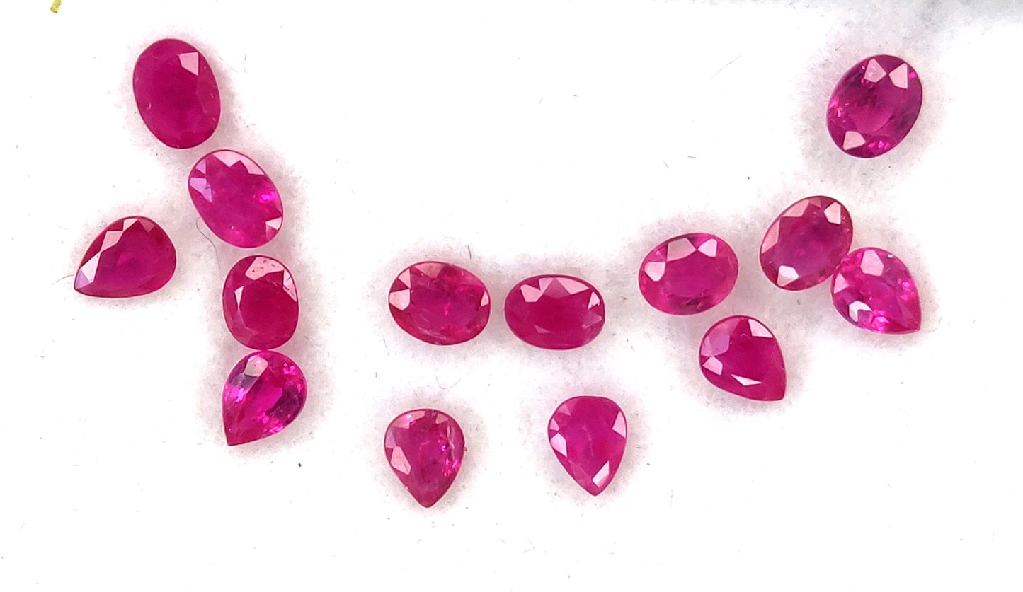 Natural Fine Quality Heat-Treated Calibrated Burma Ruby 3.5x4.5mm Oval Pear Shape Red Color Loose Gemstones for Making Jewellery
