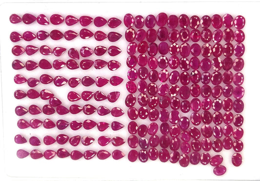 Natural Fine Quality Heat-Treated Calibrated Burma Ruby 3x4 mm Oval Pear Shape Red Color Loose Gemstones for Making Jewellery