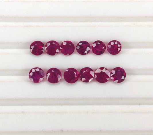 Natural 3-3.5mm Round Shape Diamond Cut Reddish Pink Burma Ruby Loose Gemstone for Jewelry Making at Best Price