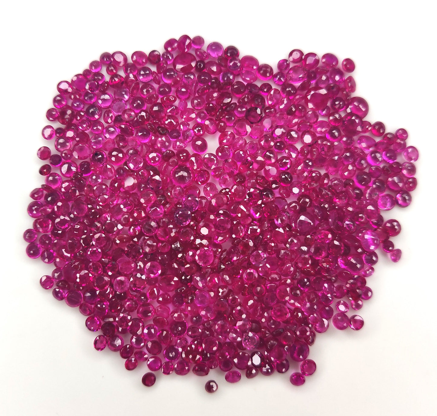High Quality Natural Reddish Pink 2-3mm Round Shape Burma Ruby Heated Calibration Size Loose Gemstones for Making Jewellery