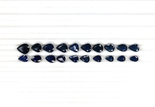 Top Most Quality Natural Blue Sapphire Heated Pear Shape Faceted Cut Calibration Sizes 6x4-7x9 mm Loose Gemstones for Jewellery Making