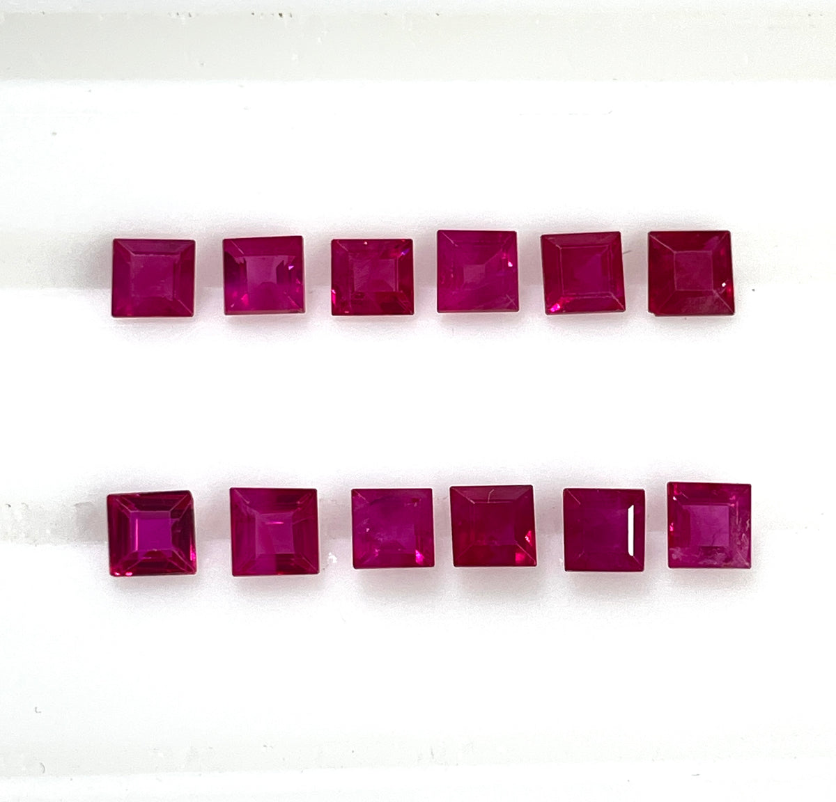 High-Quality Natural Burma Ruby Reddish Pink Color 3.0-3.5mm Square Cut Heated Loose Gemstones for Making Jewellery