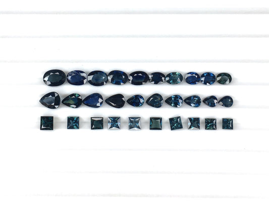 100% Natural Blue Sapphire Pear/Oval/Square Shape 6x8-5x4 mm Sizes Fine Cut Loose Gemstones for Jewellery Setting