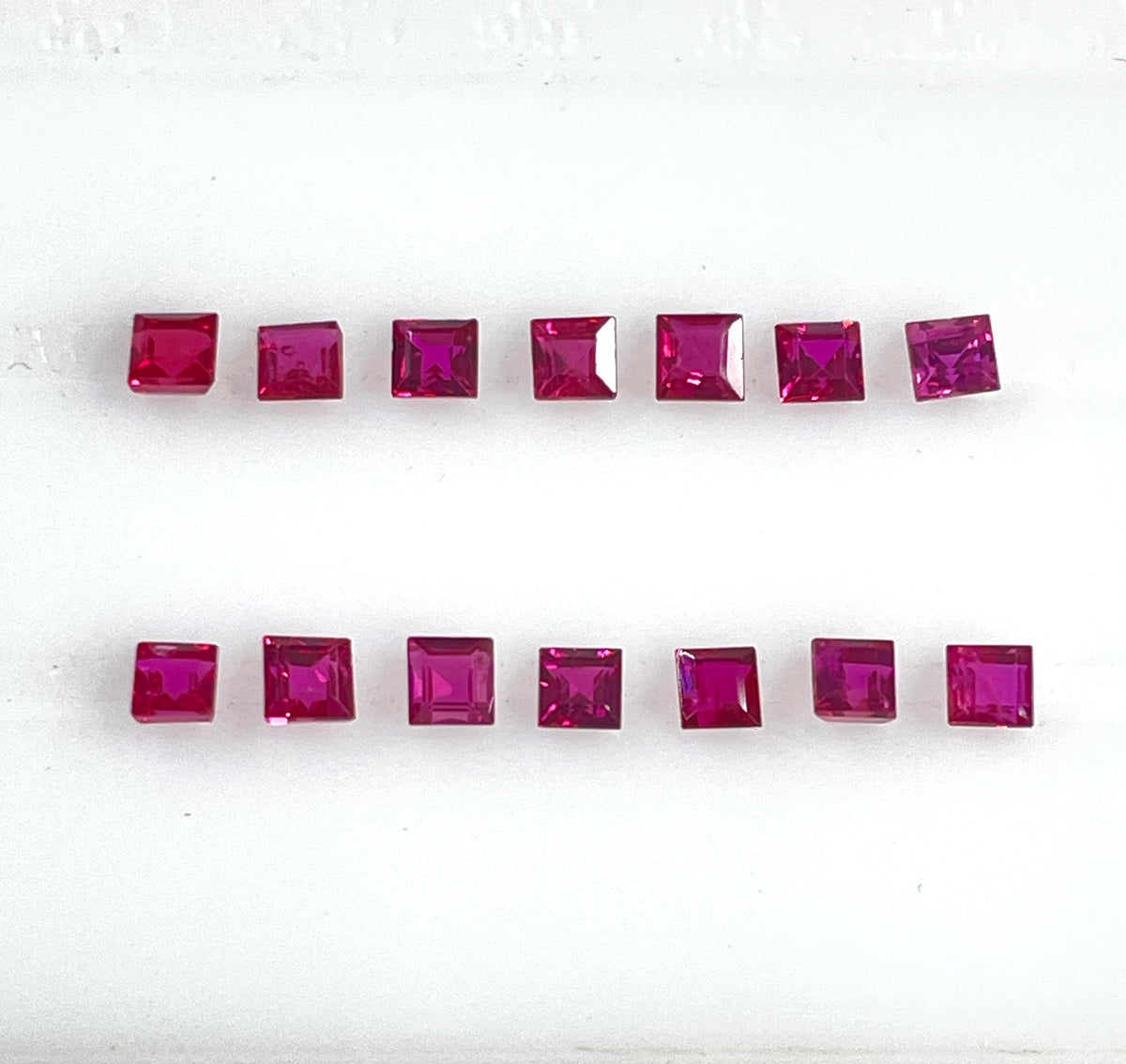 100% Natural Burma Ruby Heated 2.0-2.5mm Square Cut Reddish Pink Color Loose Gemstones for Jewelry Making