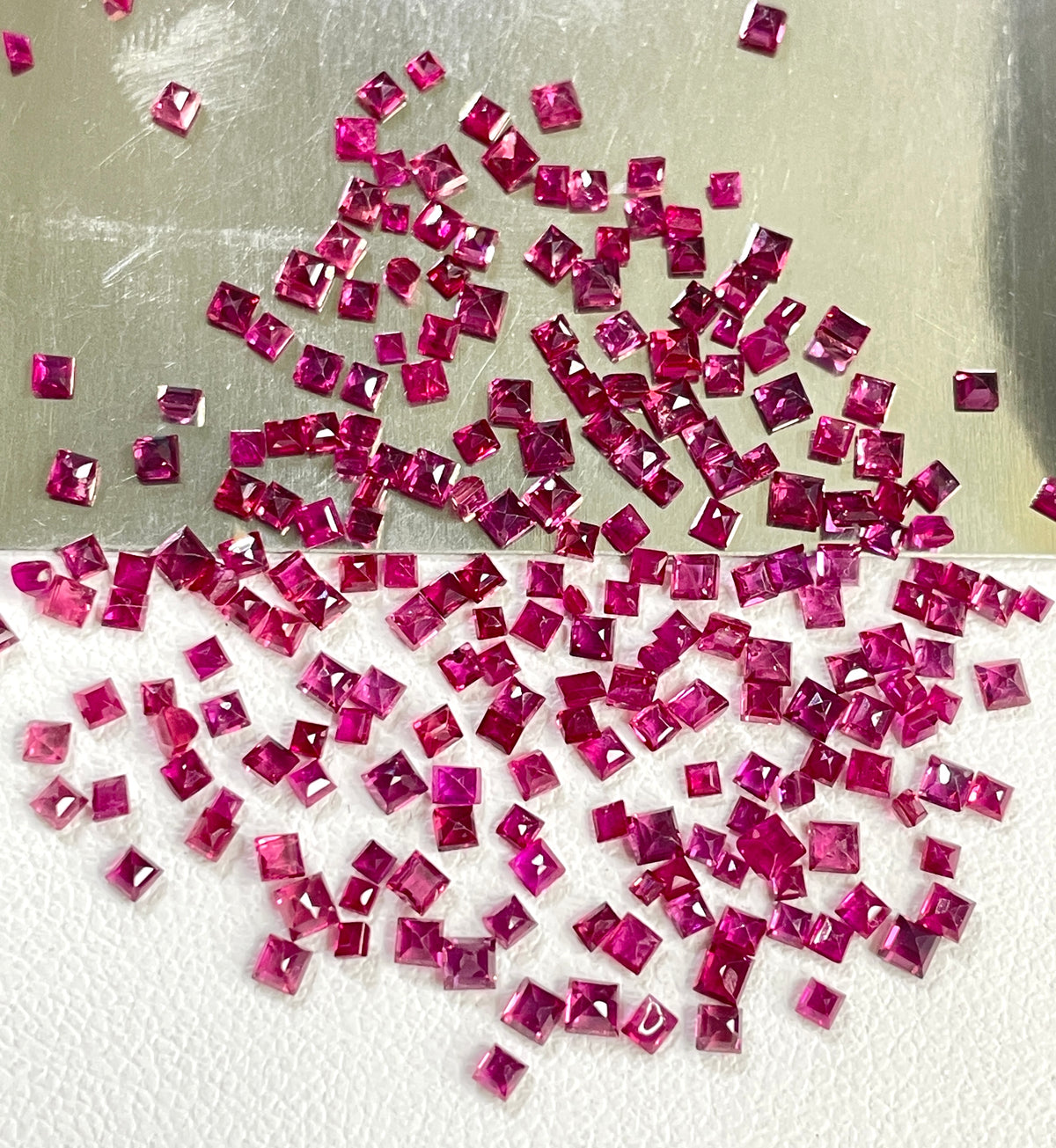 100% Natural Burma Ruby Heated 2.0-2.5mm Square Cut Reddish Pink Color Loose Gemstones for Jewelry Making