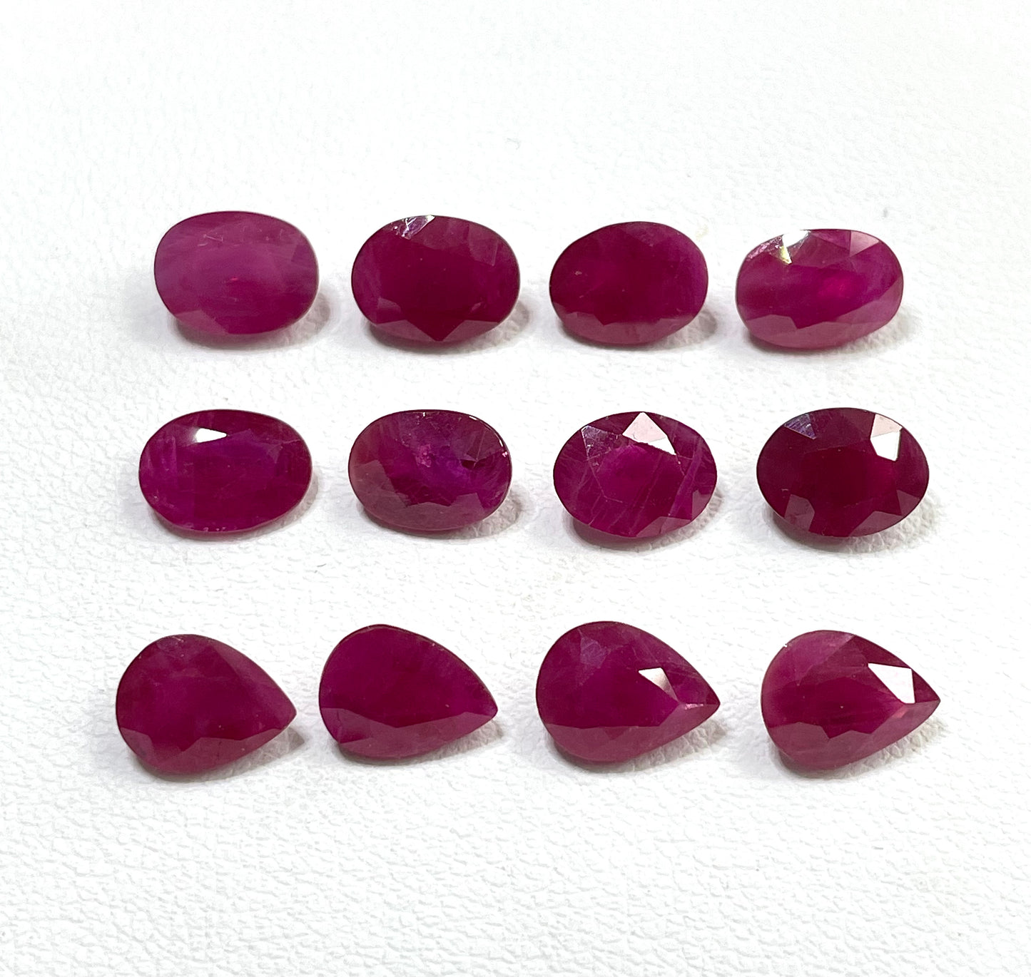 High-Quality Natural Burma Ruby Reddish Pink 6x8mm Oval Pear Cut Heated Calibration Size Loose Gemstones for Making Jewellery