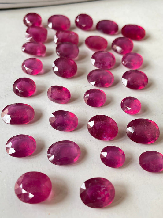 100% Natural Mozambique Ruby Loose Gemstones Oval Cut 3-8 Cts Mix Sizes July Birthstone for Jewellery Making