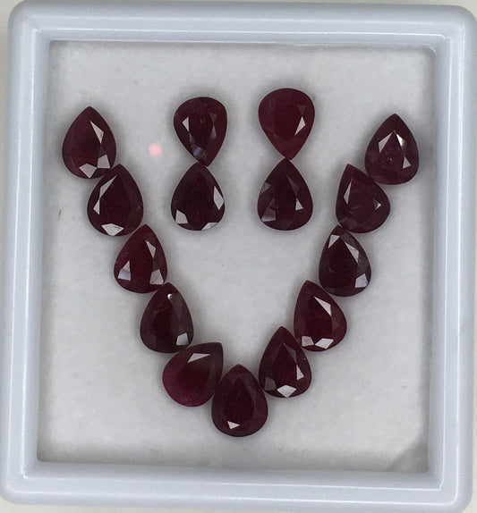 100% Natural Ruby African Cut 7x9 mm Pear Shape Calibrated Blood Red Dark Color Loose Gemstone for Making Bracelet, Necklace