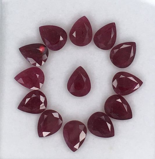 6x8mm Fine Quality 100% Natural Ruby African Pear Cut Blood Red Color Loose Gemstone for Jewelry Making at Best Price
