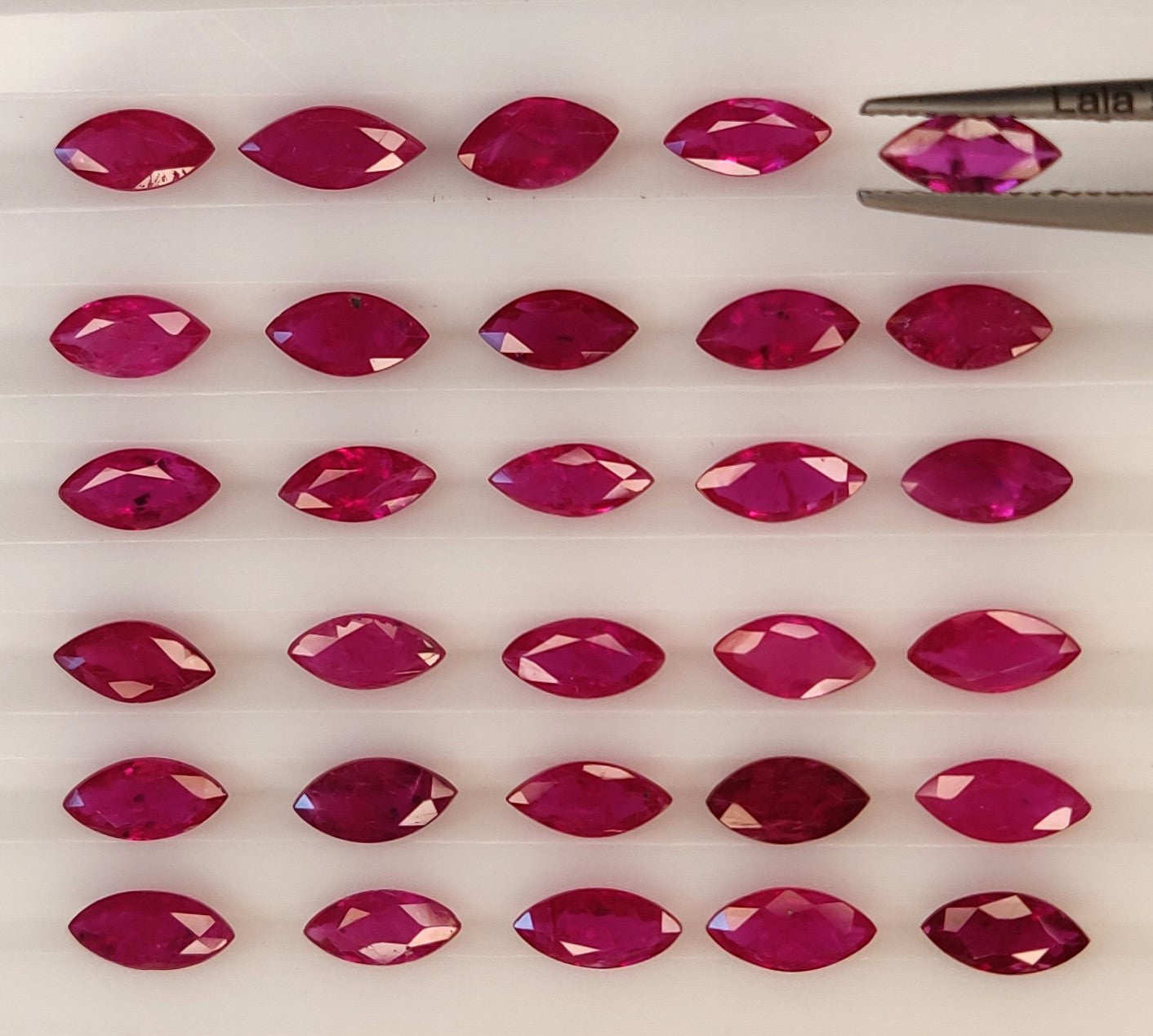 3x6MM Fine Quality Natural Ruby Mozambique 19.05 Carats Marquise Cut Loose Gemstones for Jewelry Making at Best Price