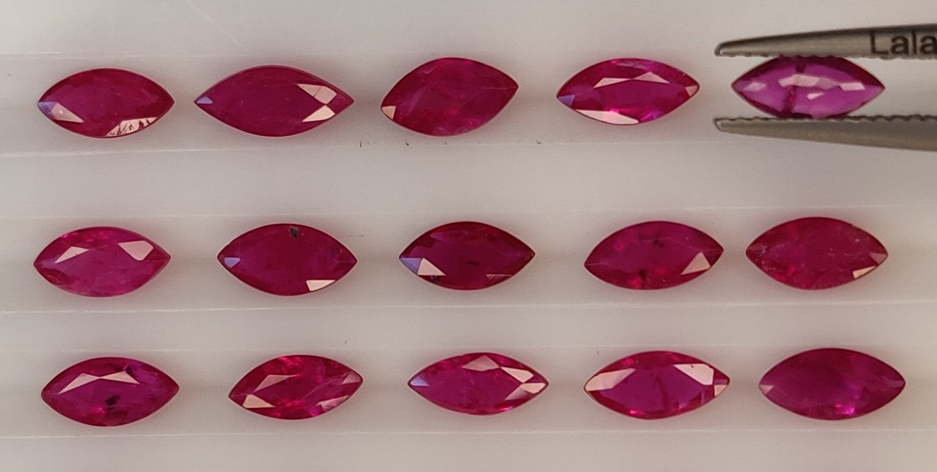 3x6MM Fine Quality Natural Ruby Mozambique 19.05 Carats Marquise Cut Loose Gemstones for Jewelry Making at Best Price