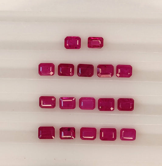 Fine Quality Natural Heated Ruby Mozambique 3x4mm Octagon Shape Emerald Cut Reddish Pink Color Gemstones for Jewelry Making