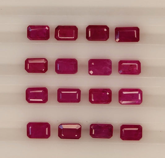 100% Natural Ruby Mozambique Heat 6x4mm Octagon Shape Emerald Cut Loose Gemstones for Jewelry Making