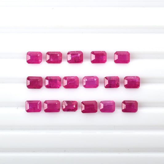 Fine Quality Natural Ruby Mozambique Heat 3x4mm Reddish Pink Color 0.30 Carat Octagon Shape Loose Gemstone for Making Bracelet
